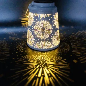 Rynx | Modern Solar Iron Lantern Fireworks Projection LED Outdoor Waterproof Garden Light