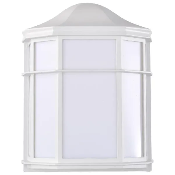 Satco 62/1396 LED Cage Lantern Fixture - White Finish with White Linen Acrylic