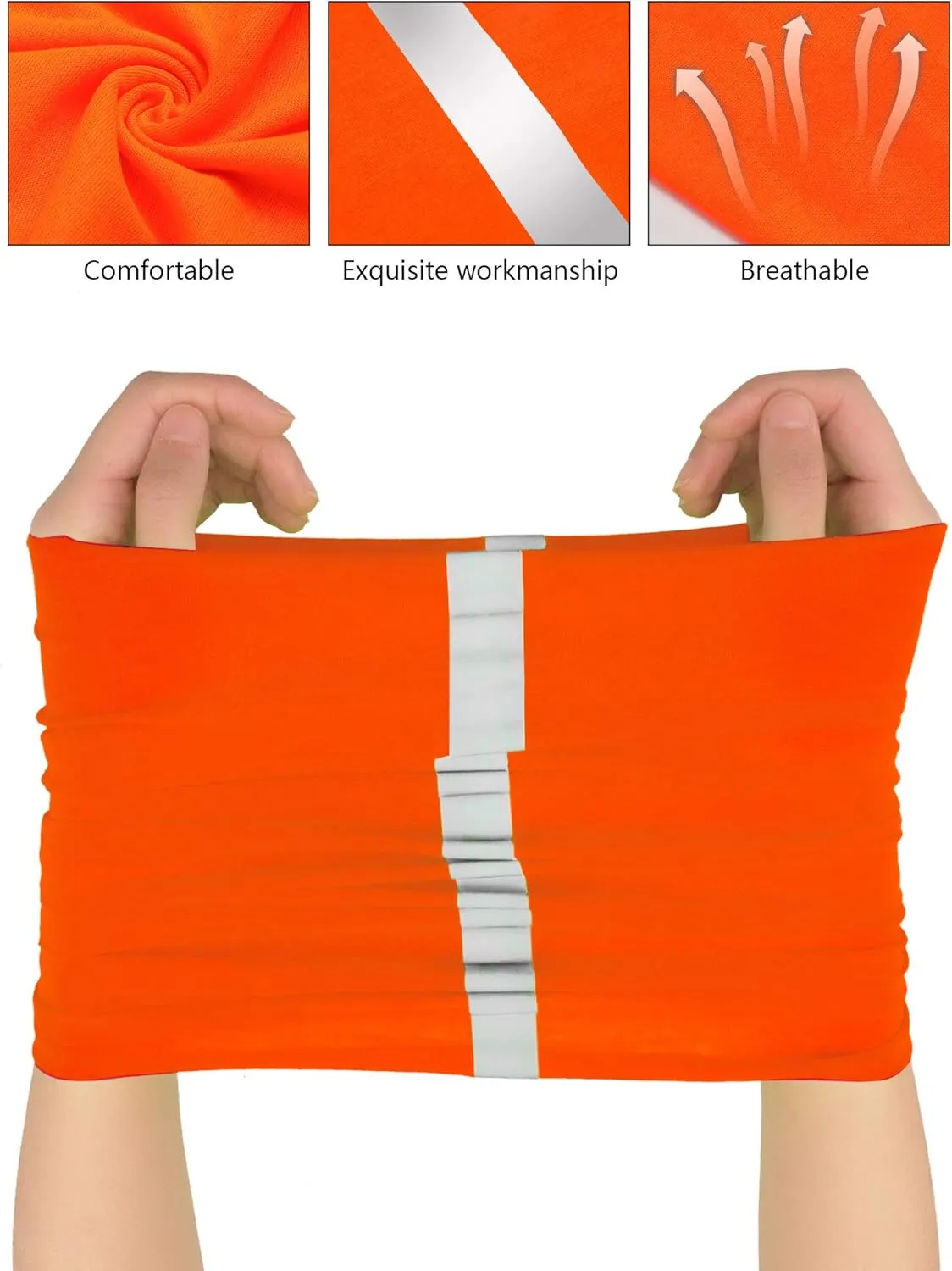 SATINIOR 8 Pcs Reflective Neck Gaiter Neon Safety Bandana Face Cover UV Sun Dust Wind Protection Mask Scarf for Men Women