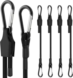 SDTC Tech 24 Inch Adjustable Bungee Cords with Carabiner Hooks, 4 Pack Heavy Duty Outdoor Super Elastic Bungee Straps Easily Adjust from 8" to 30" for Cargo, Bike, Luggage, Carts, Truck