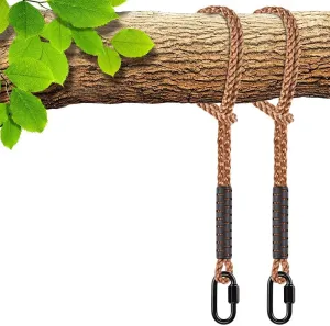 SELEWARE Hammock Straps, Tree Swing Rope, Hammock Chair Hanging Rope Kit W/Stainless Steel Carabiner Snap Hook Holds to 1000lbs, for Outdoor Playground Swings Hammock Yoga Boxing, 12 ft, 2 Pack