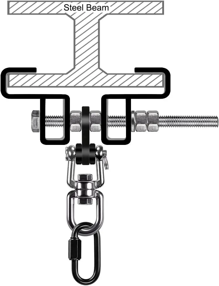 SELEWARE Heavy Duty Steel Beam Clamp, Heavy Bag Mount, Punching Bag Hanger Heavy Duty Holder for Boxing, Muay Thai and MMA Training (with Carabiner)