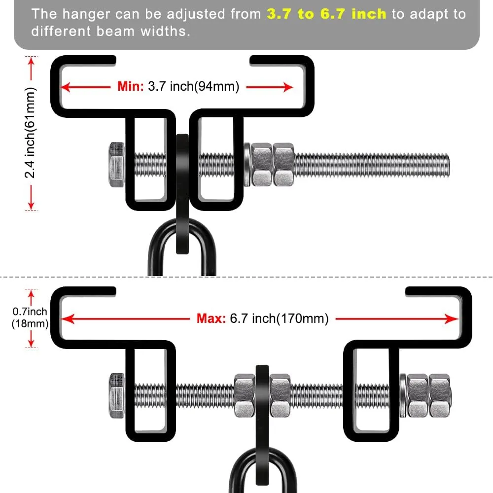 SELEWARE Heavy Duty Steel Beam Clamp, Heavy Bag Mount, Punching Bag Hanger Heavy Duty Holder for Boxing, Muay Thai and MMA Training (with Carabiner)