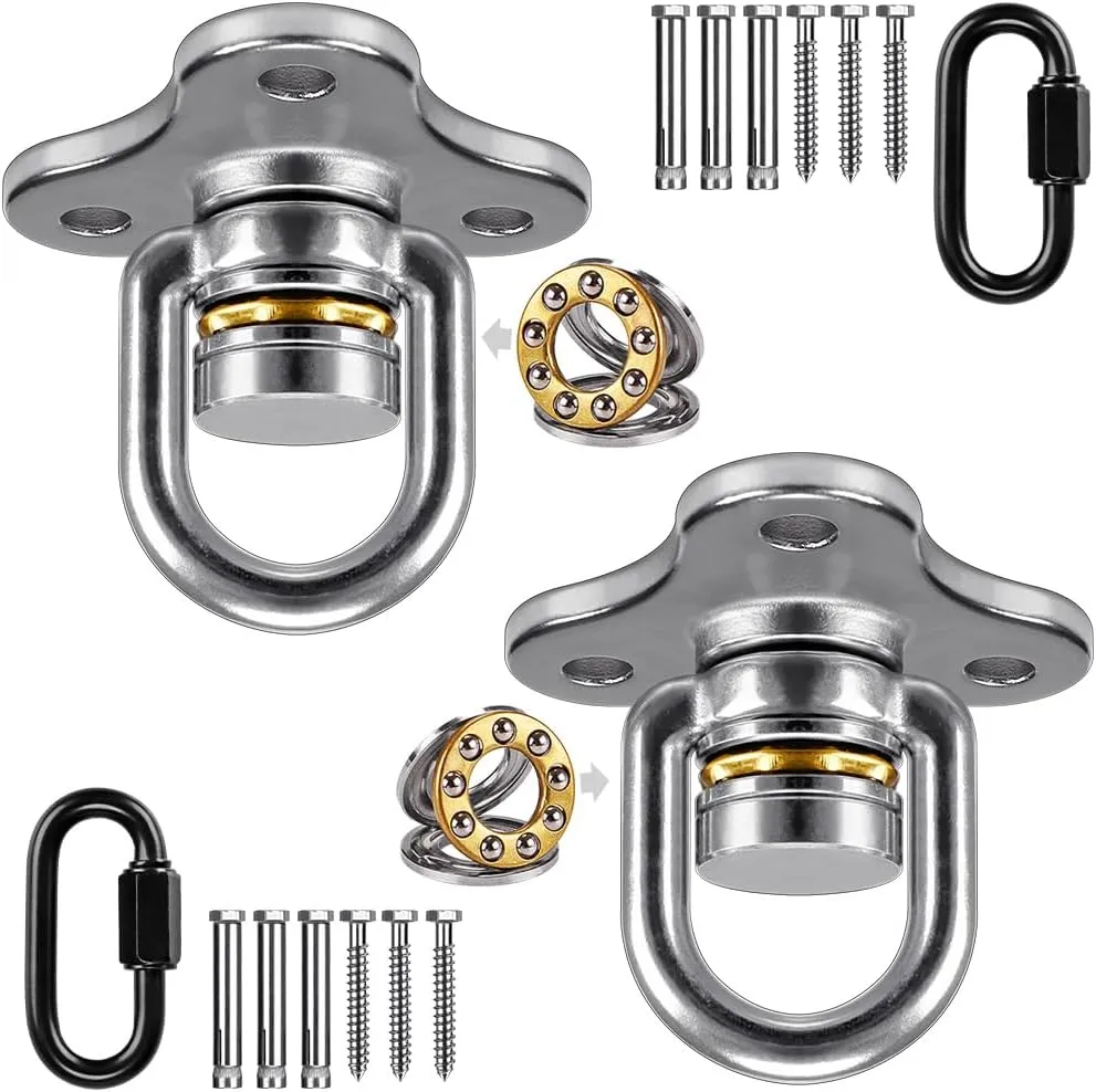 SELEWARE Heavy Duty Swing Hanger Bearing Swivel Hook, 360 Swivel Swing Hanger with Carabiner, Indoor Outdoor Swing Hardware for Tire Swing Kit Saucer Swing Playground Accessories, 2 Pack