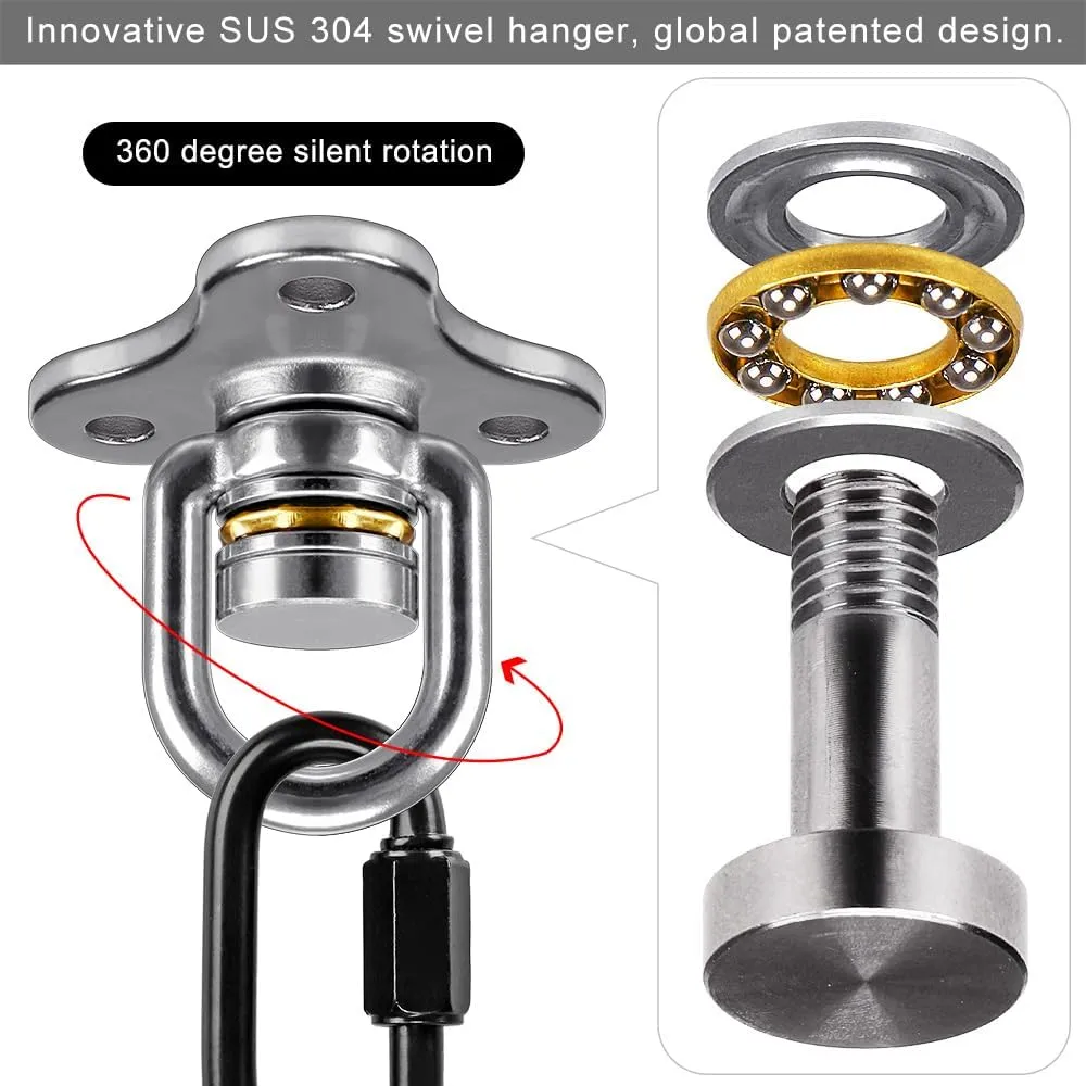 SELEWARE Heavy Duty Swing Hanger Bearing Swivel Hook, 360 Swivel Swing Hanger with Carabiner, Indoor Outdoor Swing Hardware for Tire Swing Kit Saucer Swing Playground Accessories, 2 Pack
