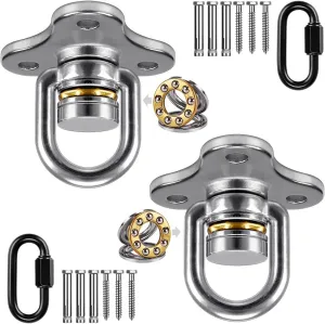 SELEWARE Heavy Duty Swing Hanger Bearing Swivel Hook, 360 Swivel Swing Hanger with Carabiner, Indoor Outdoor Swing Hardware for Tire Swing Kit Saucer Swing Playground Accessories, 2 Pack