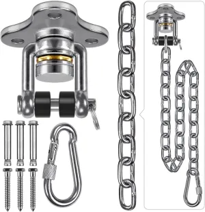 SELEWARE Heavy Duty Swing Hanger Bearing Swivel Hook with 39” Silver Chain, Indoor Outdoor Swing Hardware for Tire Swing Kit Saucer Swing Playground Accessories Hammock Chair