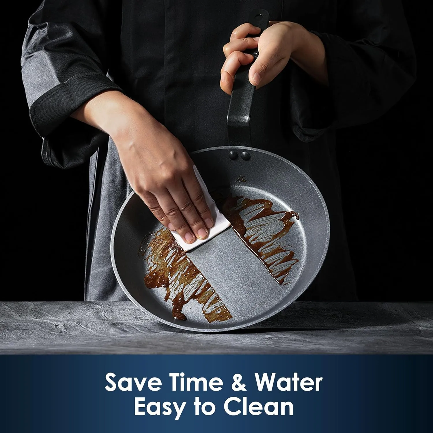 SENSARTE Nonstick Frying Pan Set 2-Piece, Oven Safe Skillets with Swiss Coating, Induction Compatible Chef Pan Set, Dishwasher Safe Cooking Pans, Anodized Frying Pans, PFOA Free, 10 and 12 Inch