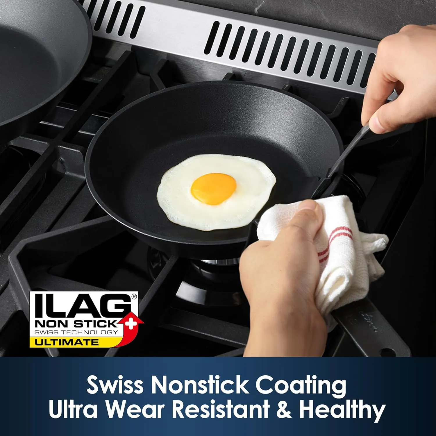 SENSARTE Nonstick Frying Pan Set 2-Piece, Oven Safe Skillets with Swiss Coating, Induction Compatible Chef Pan Set, Dishwasher Safe Cooking Pans, Anodized Frying Pans, PFOA Free, 10 and 12 Inch