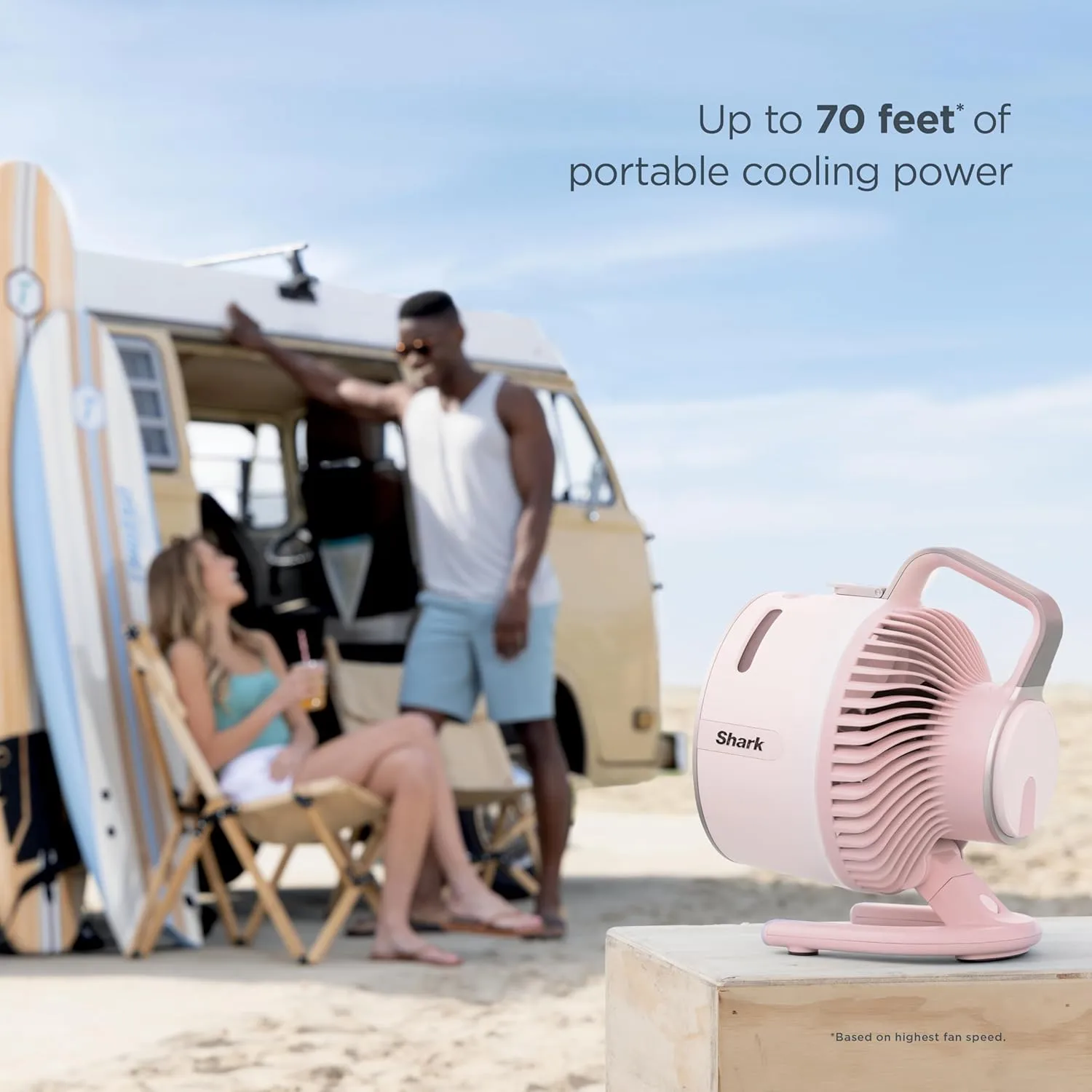 Shark FlexBreeze HydroGo Fan & Travel Bag — Ultra-powerful portable fan with indoor   outdoor evaporative mist, Up to 70 feet of reach, corded & cordless, up to 12-hr. battery, White, FA053BRN