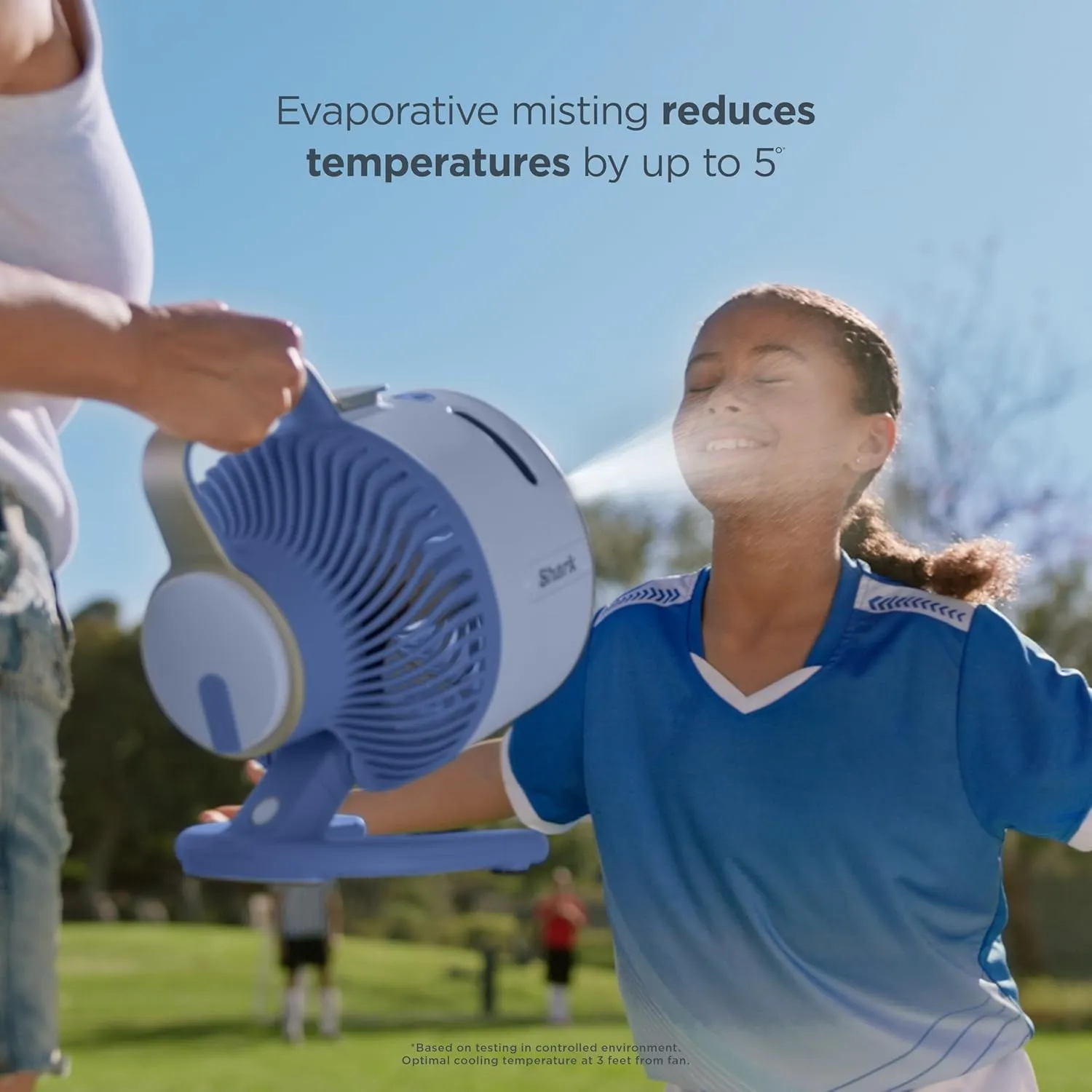 Shark FlexBreeze HydroGo Fan & Travel Bag — Ultra-powerful portable fan with indoor   outdoor evaporative mist, Up to 70 feet of reach, corded & cordless, up to 12-hr. battery, White, FA053BRN
