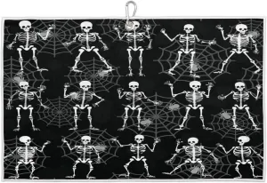 Skull Web Golf Towel with Heavy Duty Carabiner Clip Quick Dry Ultra Absorbent Club Ball Cleaning Towel Golf Accessories for Men Women