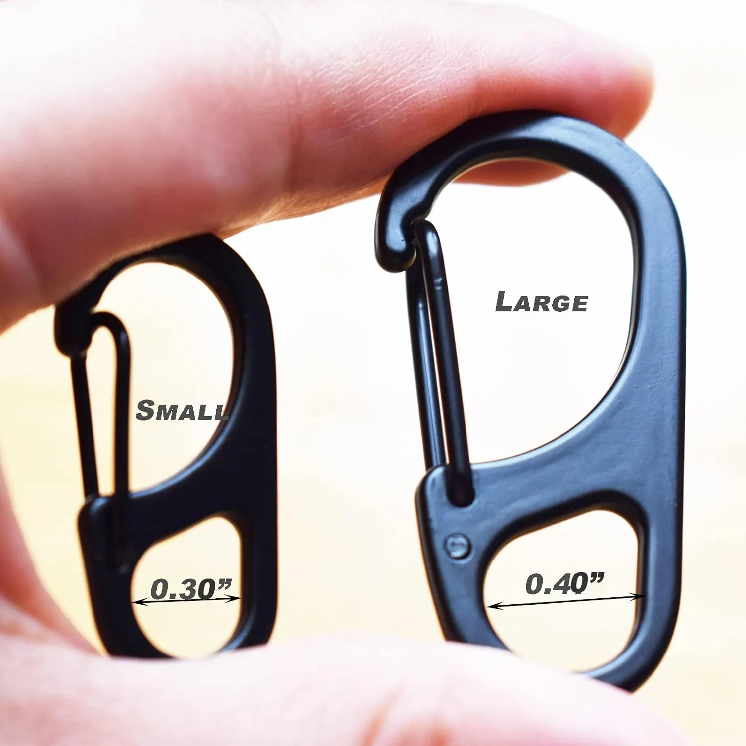 Small Carabiner Clips 1.25 inch/1.85 inch Snap Hooks with Fixed Eye Spring Gate Keychain Parocord Rope Clasps Accessories