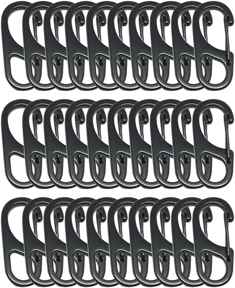 Small Carabiner Clips 1.25 inch/1.85 inch Snap Hooks with Fixed Eye Spring Gate Keychain Parocord Rope Clasps Accessories
