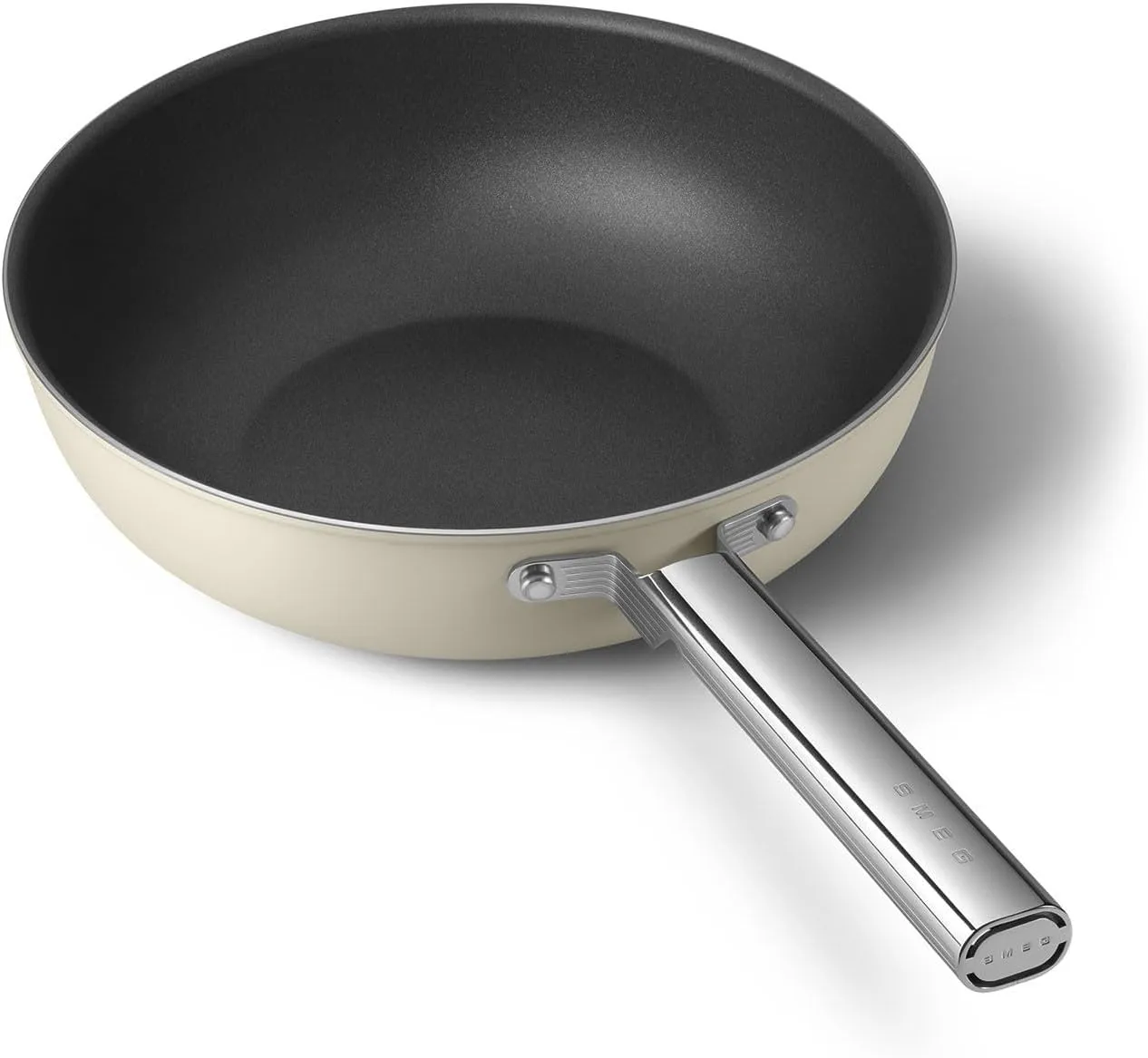 Smeg CKFW3001CRM Wok 30cm Cream, Non-Stick, Aluminium, Patented Base
