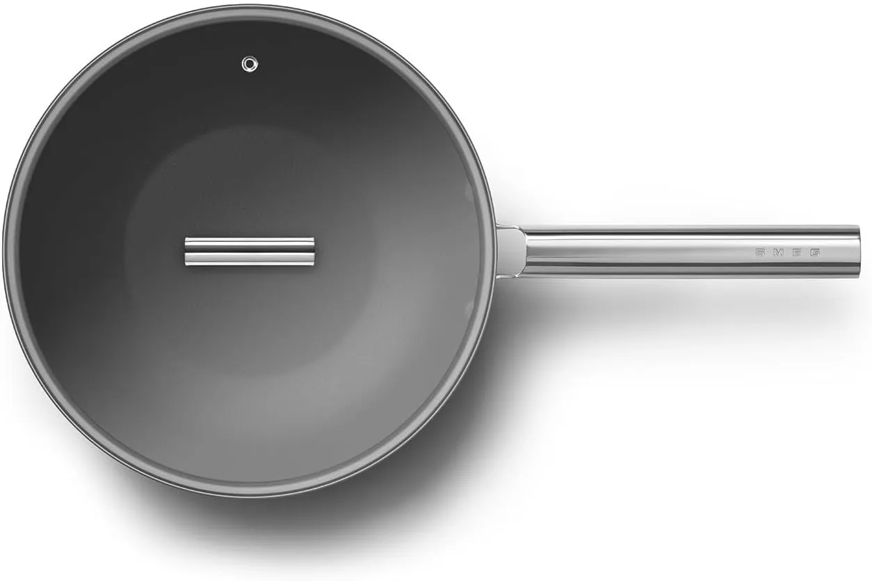 Smeg CKFW3001CRM Wok 30cm Cream, Non-Stick, Aluminium, Patented Base