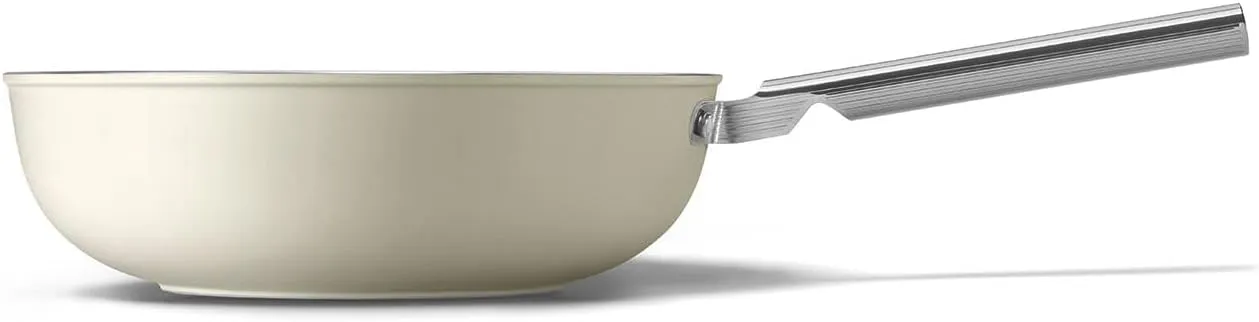 Smeg CKFW3001CRM Wok 30cm Cream, Non-Stick, Aluminium, Patented Base