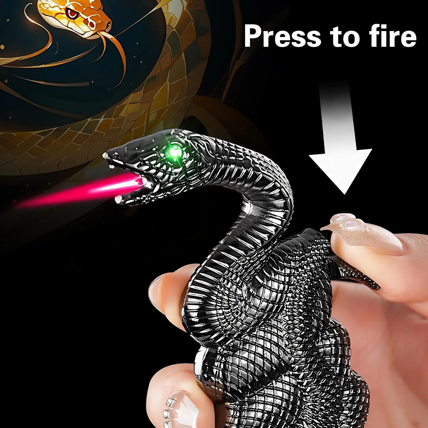 Snake/Dragon Torch Lighter - Cool Butane Lighter, Windproof & Reusable Portable Lighter, Perfect for BBQ, Camping, & Outdoor Use - Ideal Gift for Men.(Gas Not Include) (Gold Dragon)