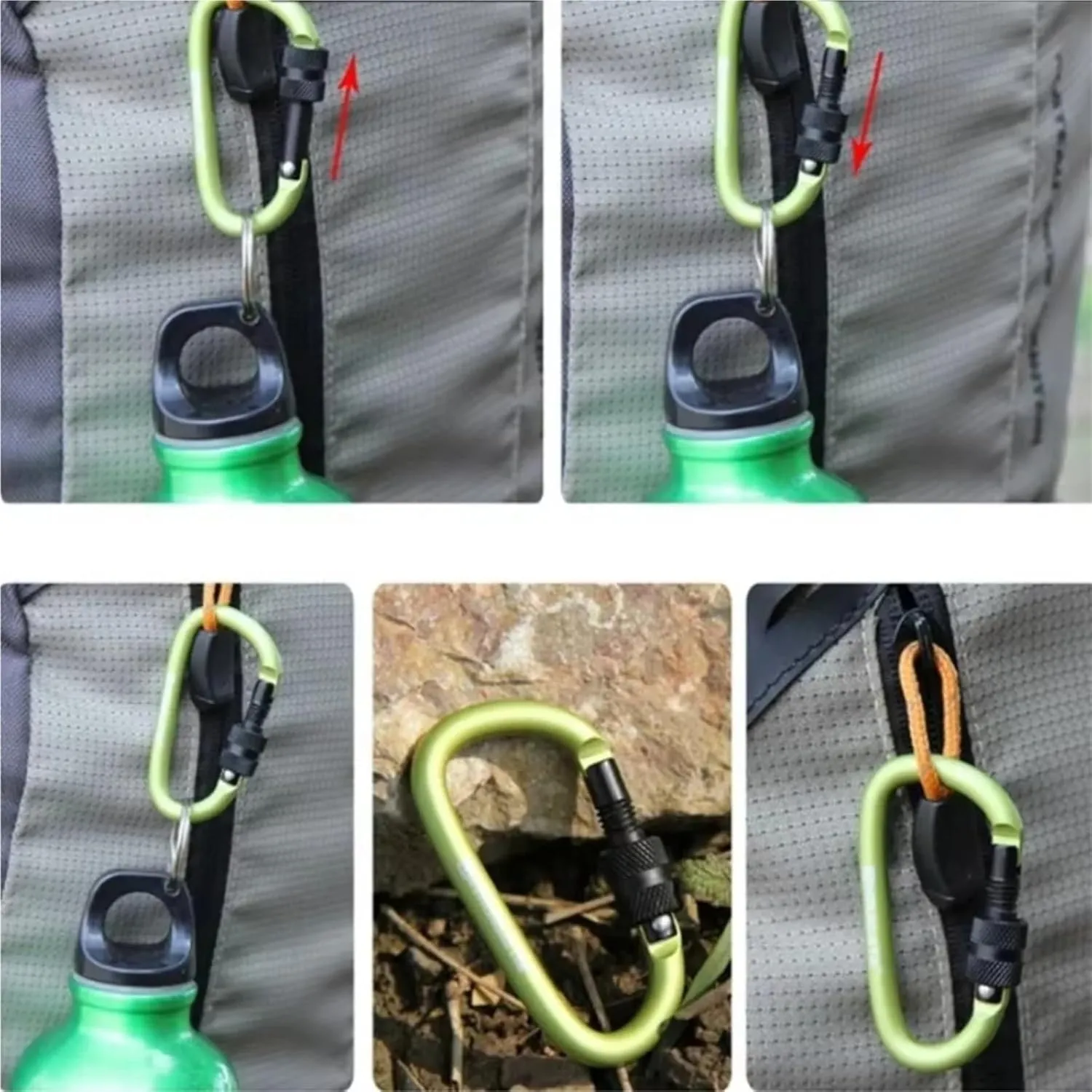 Snaps 2Pcs Carabiner Climbing Travel Kit Camping Equipment Alloy Aluminum Survival Gear Clamb Mountaineering Hook Outdoor Carabiner for Keychains, Fishing and Outdoor Activitie