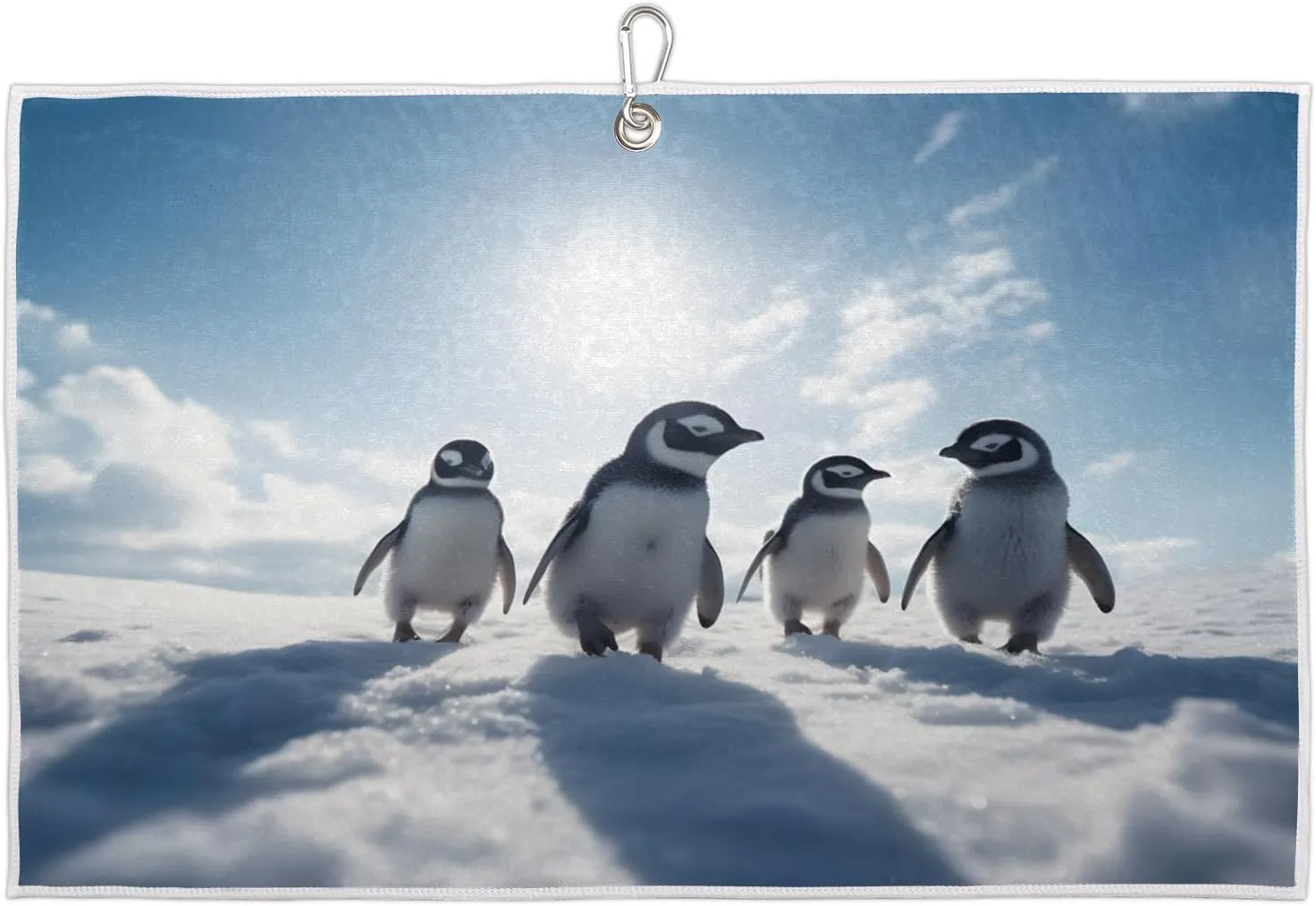 Snow Penguins Golf Towel with Heavy Duty Carabiner Clip Quick Dry Ultra Absorbent Club Ball Cleaning Towel Golf Accessories for Men Women