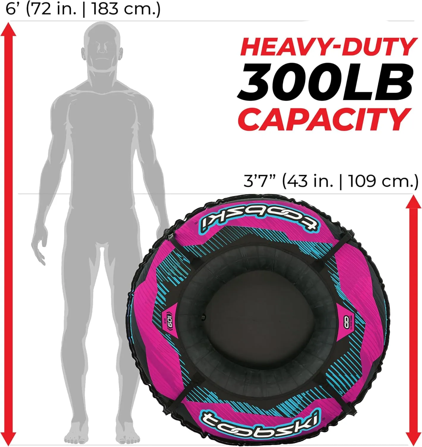 Snow Tube for Sledding, Heavy Duty Snow Tube with High Speed Bottom, Connectable and Commercial Grade