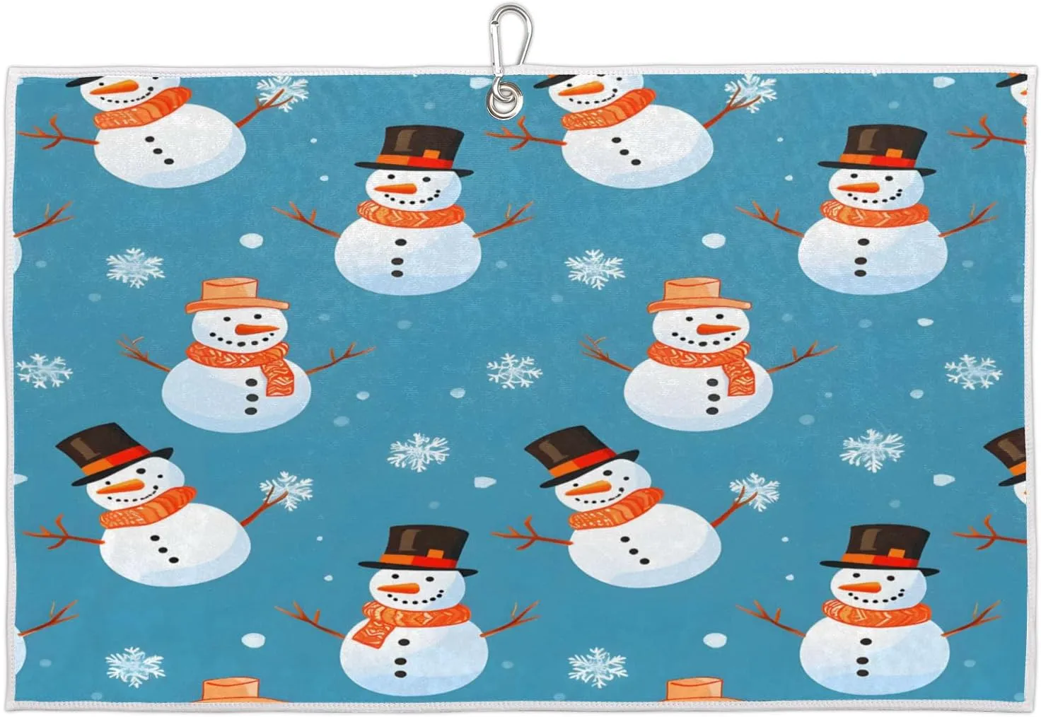 Snowman Snowflake Golf Towel with Heavy Duty Carabiner Clip Quick Dry Ultra Absorbent Club Ball Cleaning Towel Golf Accessories for Men Women