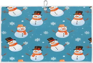 Snowman Snowflake Golf Towel with Heavy Duty Carabiner Clip Quick Dry Ultra Absorbent Club Ball Cleaning Towel Golf Accessories for Men Women
