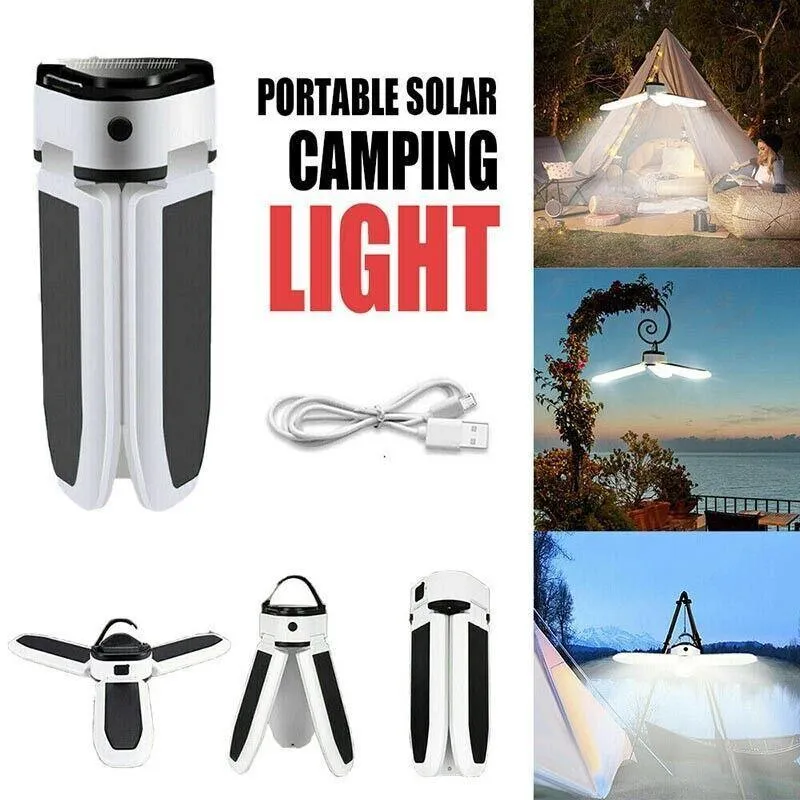 Solar Camping Light Led Lantern Tent Lamp Usb Rechargeable Hiking Outdoor Lights