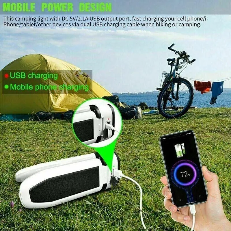 Solar Camping Light Led Lantern Tent Lamp Usb Rechargeable Hiking Outdoor Lights