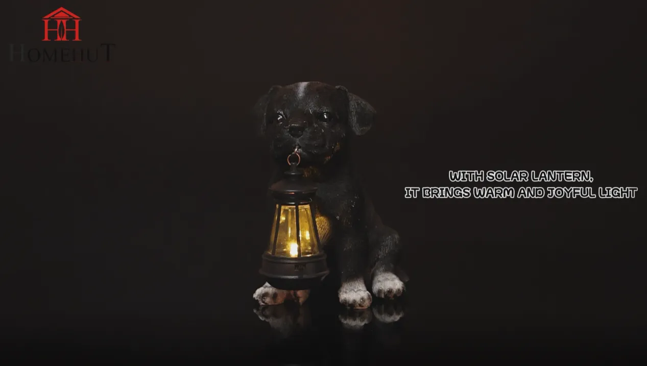 Solar Garden Puppy with Lantern