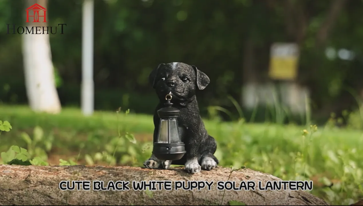Solar Garden Puppy with Lantern