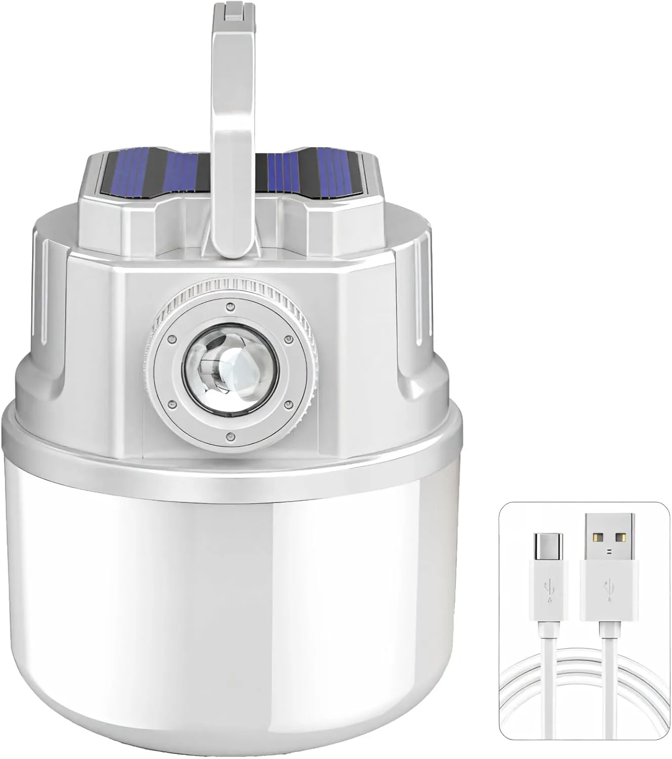 Solar-Powered Emergency Light Bulb, Portable Outdoor Lantern with Dual Charging, Ideal for Camping & Emergencies