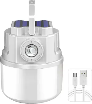 Solar-Powered Emergency Light Bulb, Portable Outdoor Lantern with Dual Charging, Ideal for Camping & Emergencies