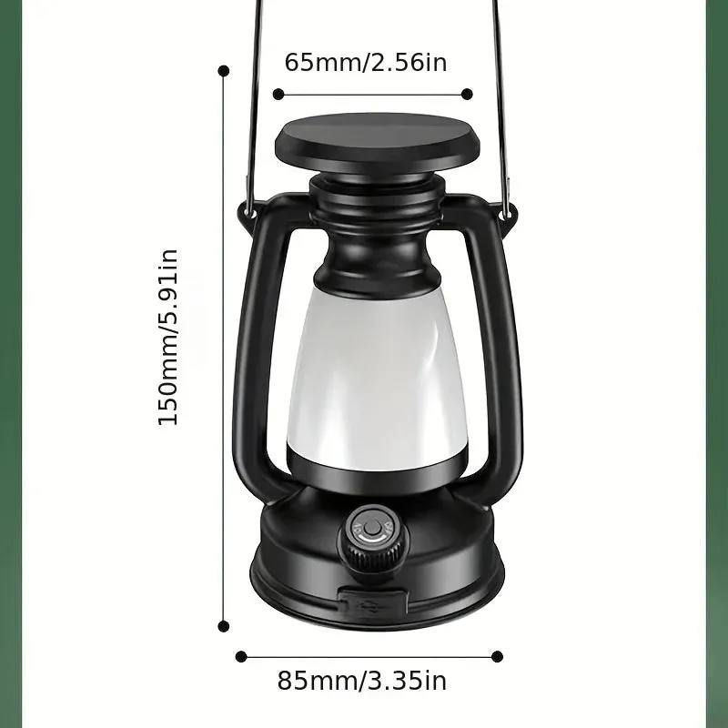 Solar Rechargeable Portable Camping Lantern with Retro Design