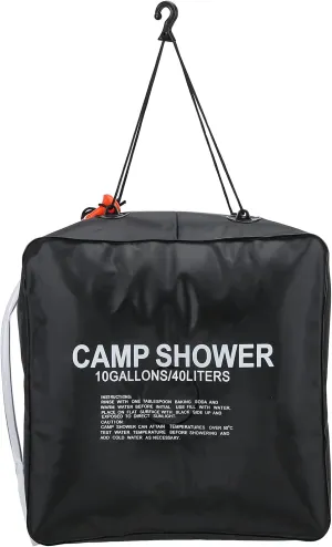Solar Shower Bag Water Bag, 10 Gallons Capacity Bathing Solar Heated, Intelligent Solar Absorption, Advanced Shower Head, Portable for Outdoor Camping