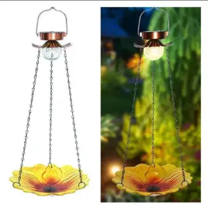 Solar Splash Vibrant Hanging Bird Bath and Lantern Delight