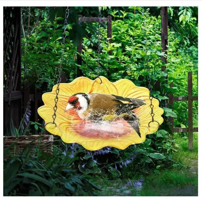 Solar Splash Vibrant Hanging Bird Bath and Lantern Delight
