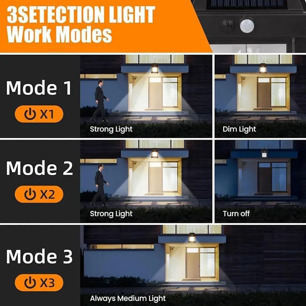 Solar Tungsten Filament Lamp, Waterproof Intelligent Induction Lantern, Wireless Dusk to Dawn Porch Light, Outdoor Wall Light with Motion Sensor, Courtyard Garden Villa Lighting Night Light, Sunlight Prowered Motion Sensor Lamp