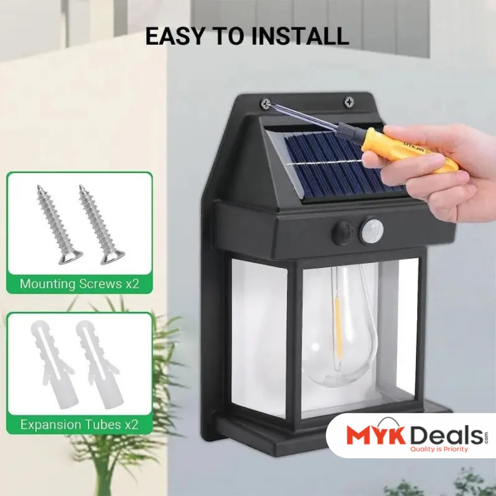 Solar Tungsten Filament Lamp, Waterproof Intelligent Induction Lantern, Wireless Dusk to Dawn Porch Light, Outdoor Wall Light with Motion Sensor, Courtyard Garden Villa Lighting Night Light, Sunlight Prowered Motion Sensor Lamp