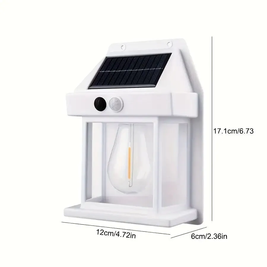 Solar Tungsten Filament Lamp, Waterproof Intelligent Induction Lantern, Wireless Dusk to Dawn Porch Light, Outdoor Wall Light with Motion Sensor, Courtyard Garden Villa Lighting Night Light, Sunlight Prowered Motion Sensor Lamp