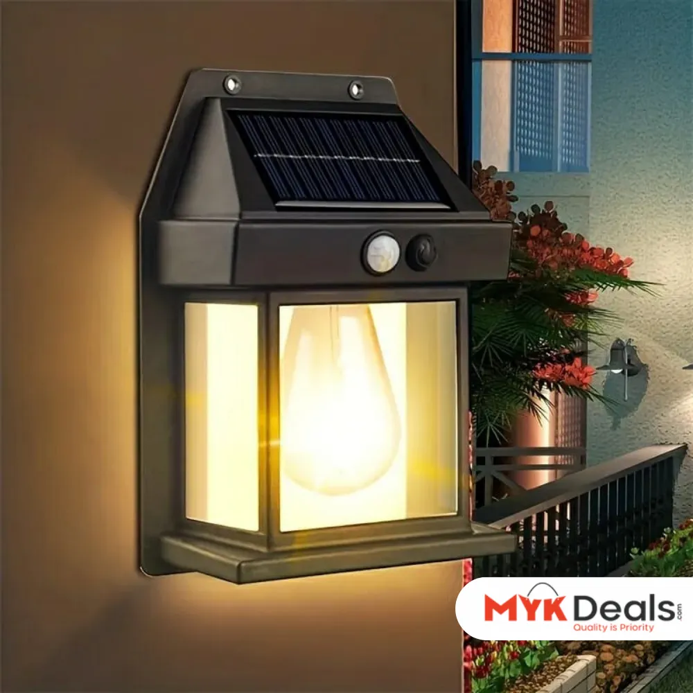 Solar Tungsten Filament Lamp, Waterproof Intelligent Induction Lantern, Wireless Dusk to Dawn Porch Light, Outdoor Wall Light with Motion Sensor, Courtyard Garden Villa Lighting Night Light, Sunlight Prowered Motion Sensor Lamp