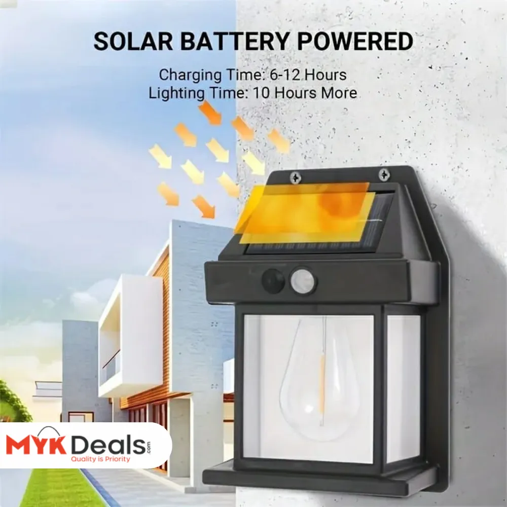 Solar Tungsten Filament Lamp, Waterproof Intelligent Induction Lantern, Wireless Dusk to Dawn Porch Light, Outdoor Wall Light with Motion Sensor, Courtyard Garden Villa Lighting Night Light, Sunlight Prowered Motion Sensor Lamp