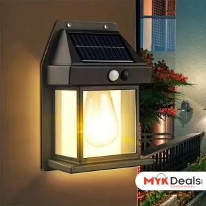 Solar Tungsten Filament Lamp, Waterproof Intelligent Induction Lantern, Wireless Dusk to Dawn Porch Light, Outdoor Wall Light with Motion Sensor, Courtyard Garden Villa Lighting Night Light, Sunlight Prowered Motion Sensor Lamp