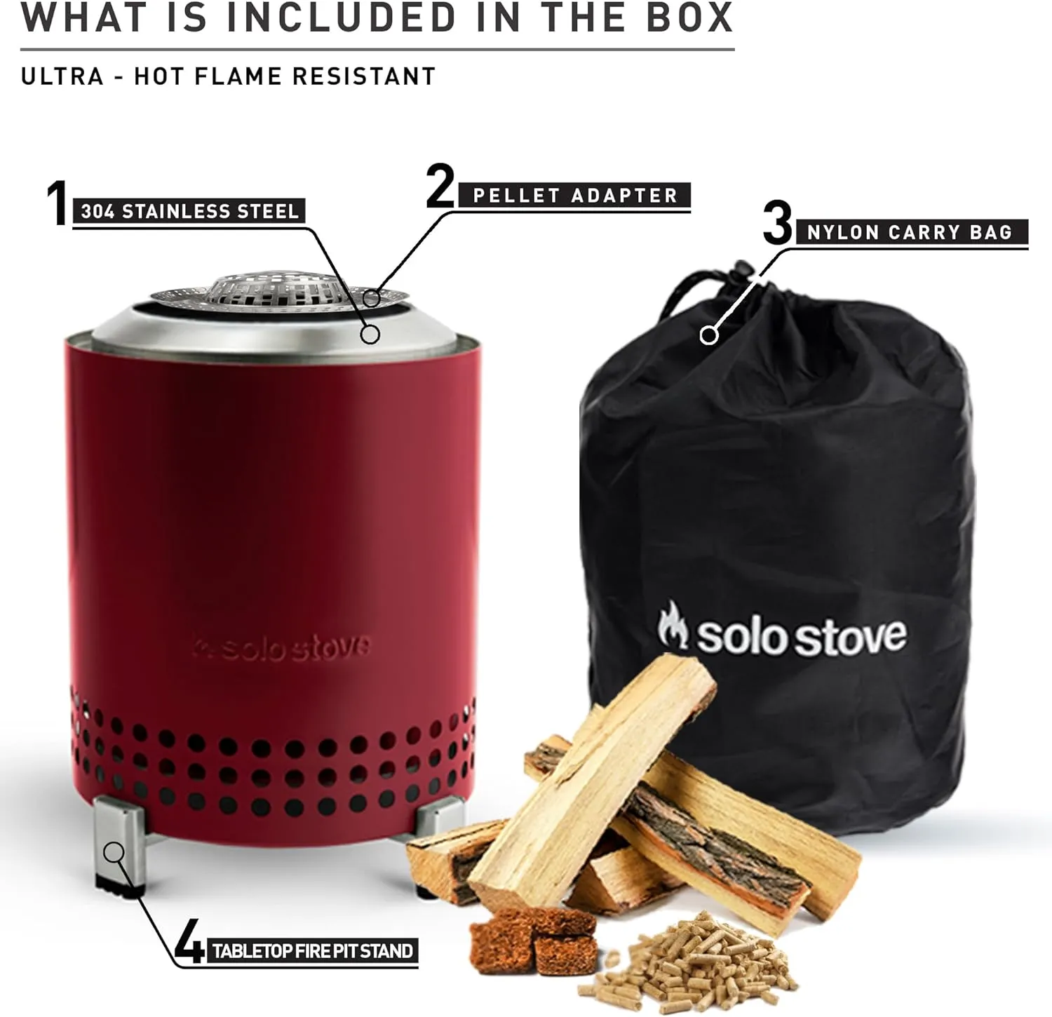 Solo Stove Mesa, 5.1 Inch Tabletop Fire Pit with Stand - Smokeless, Stainless Steel Fire Pit for Camping, Outdoor & Patio- Wood Burning or Pellet Fueled Portable Bonfire, 1.4lbs, Mulberry