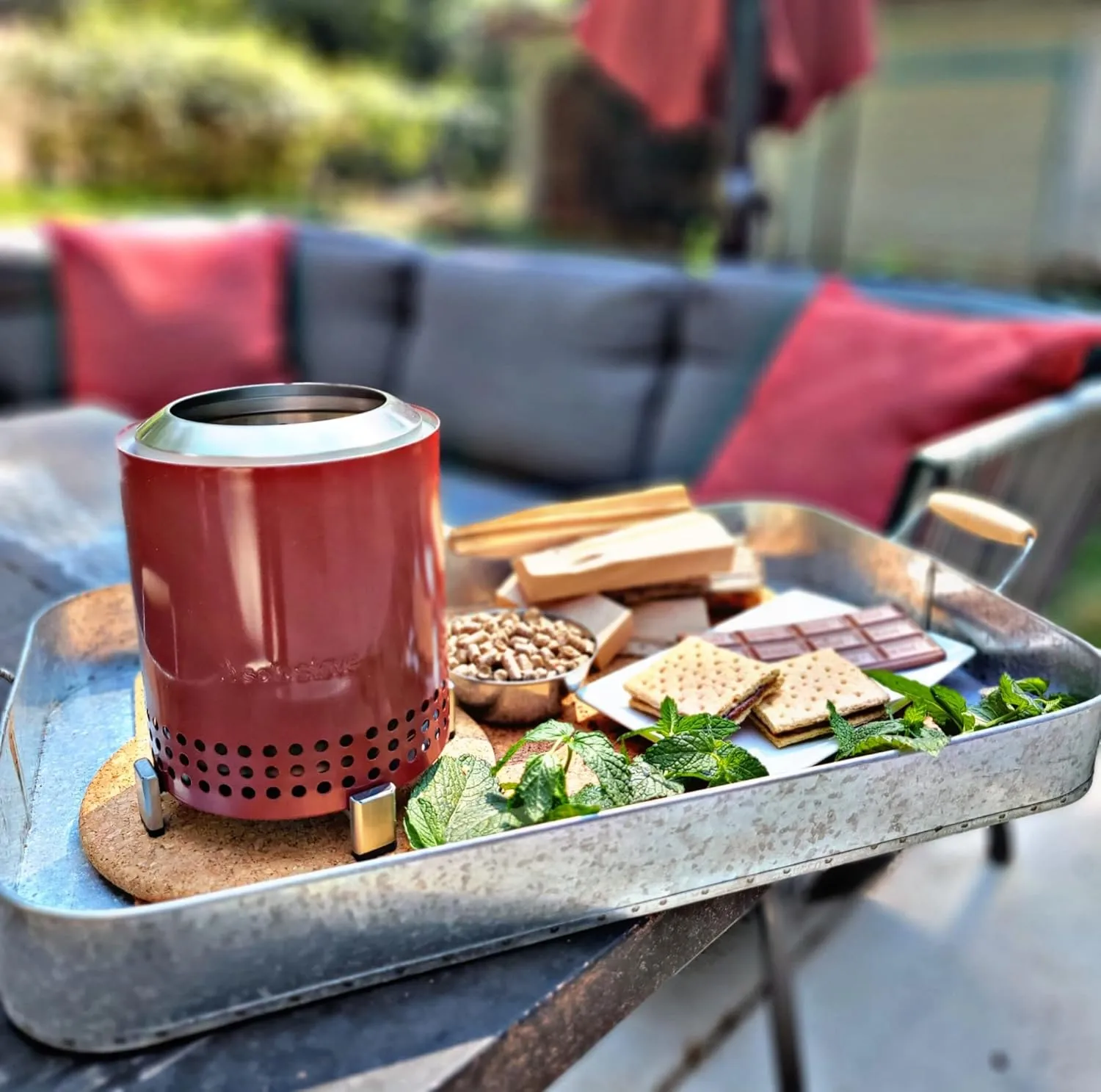 Solo Stove Mesa, 5.1 Inch Tabletop Fire Pit with Stand - Smokeless, Stainless Steel Fire Pit for Camping, Outdoor & Patio- Wood Burning or Pellet Fueled Portable Bonfire, 1.4lbs, Mulberry