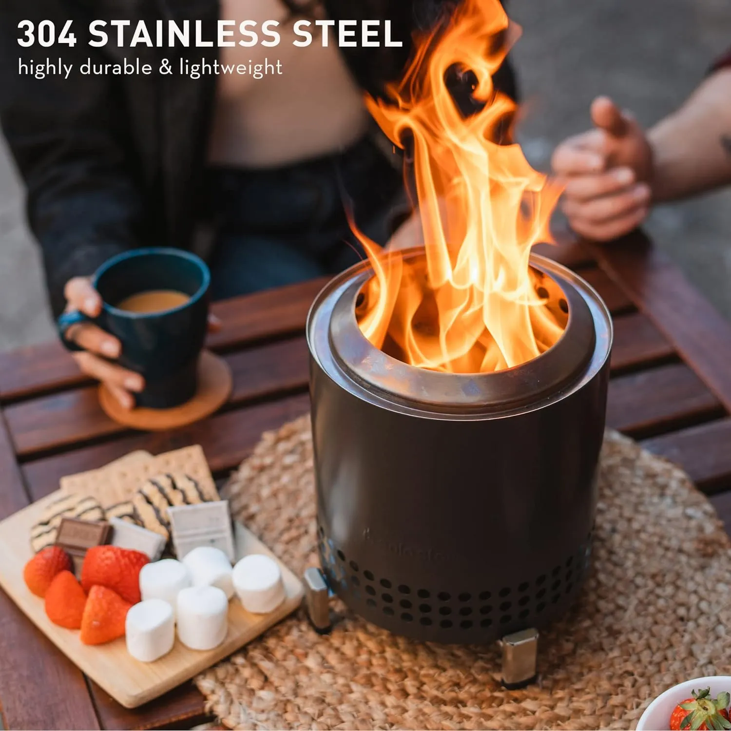 Solo Stove Mesa XL, 7 Inch Tabletop Fire Pit with Stand - Smokeless, Stainless Steel Fire Pit for Camping, Outdoor & Patio- Wood Burning or Pellet Fueled Portable Bonfire, 2.3lbs, Stainless Steel