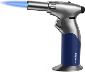 Sondiko Butane Dual Adjustable Flame Size Butane Torch Lighter, Mini Blow Torch, Refillable kitchen Torch with Continuous Flame Lock for Creme Brulee, Cooking (Butane Gas Is Not Included)