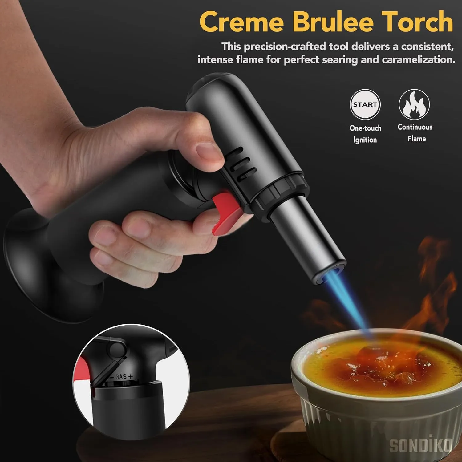 Sondiko Butane Torch with Fuel Gauge S907 2 Pack, Refillable Soldering Torch Lighter with Adjustable Flame for Welding, Resin Art, Industrial(Butane Gas Not Included)
