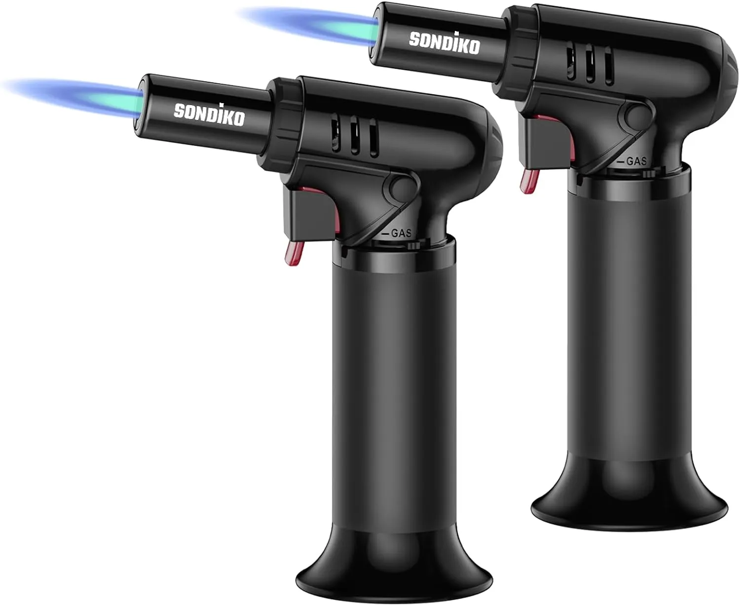 Sondiko Butane Torch with Fuel Gauge S907 2 Pack, Refillable Soldering Torch Lighter with Adjustable Flame for Welding, Resin Art, Industrial(Butane Gas Not Included)