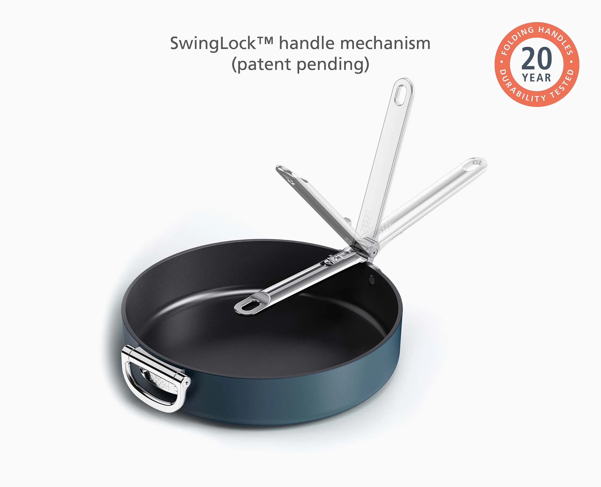 Space Folding Handle Ceramic Non-stick 30cm Blue Frying Pan